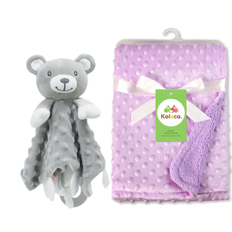Set Manta Personalizada Muñeco Seguridad Bebé - Manta Nombre Animal Cochecito Regalo 2 Piezas - Huellitas de Vida