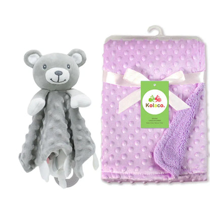 Set Manta Personalizada Muñeco Seguridad Bebé - Manta Nombre Animal Cochecito Regalo 2 Piezas - Huellitas de Vida