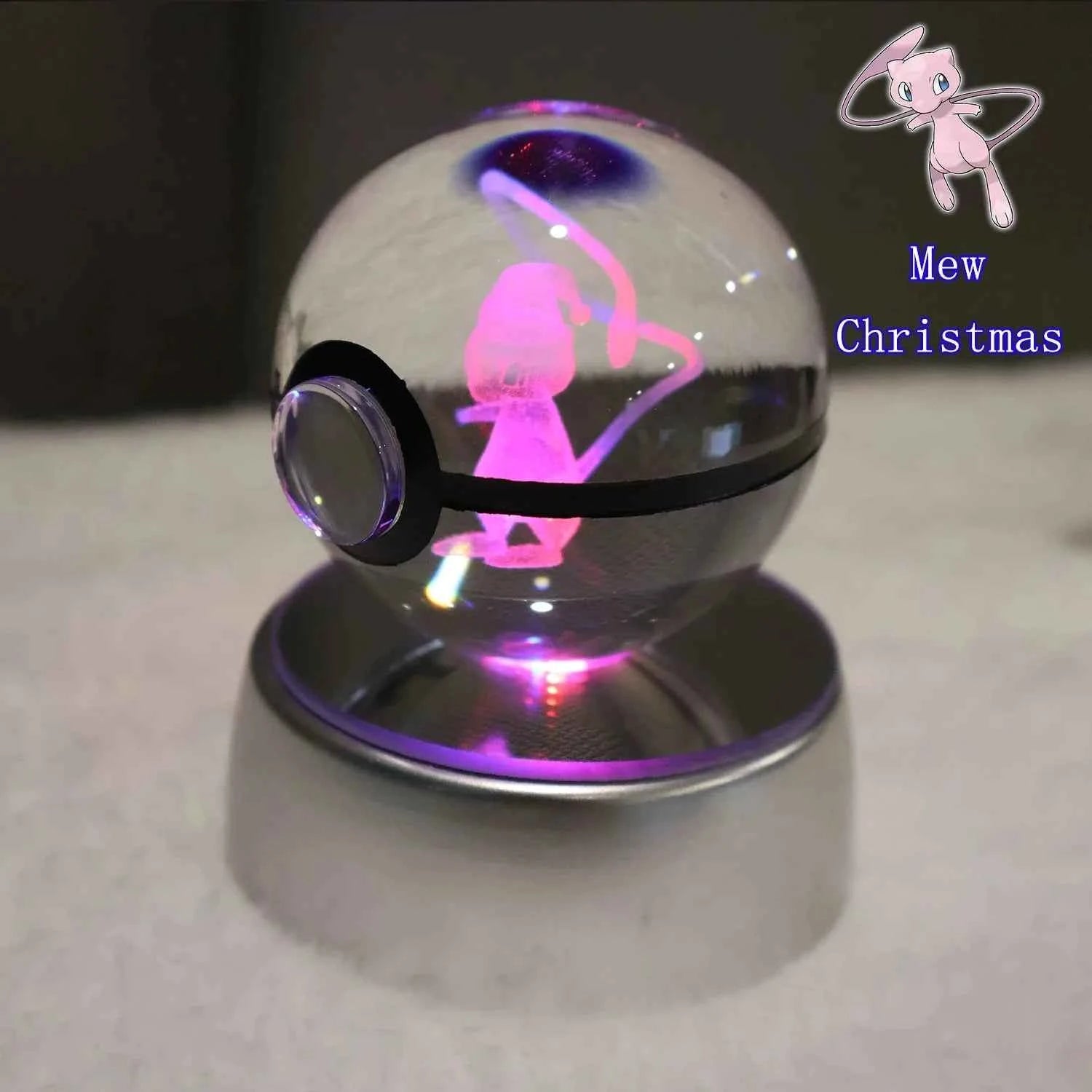 Bola Cristal 3D Pokémon Umbreon con Lámpara - Figura Cristal Pokeball Regalo Niños