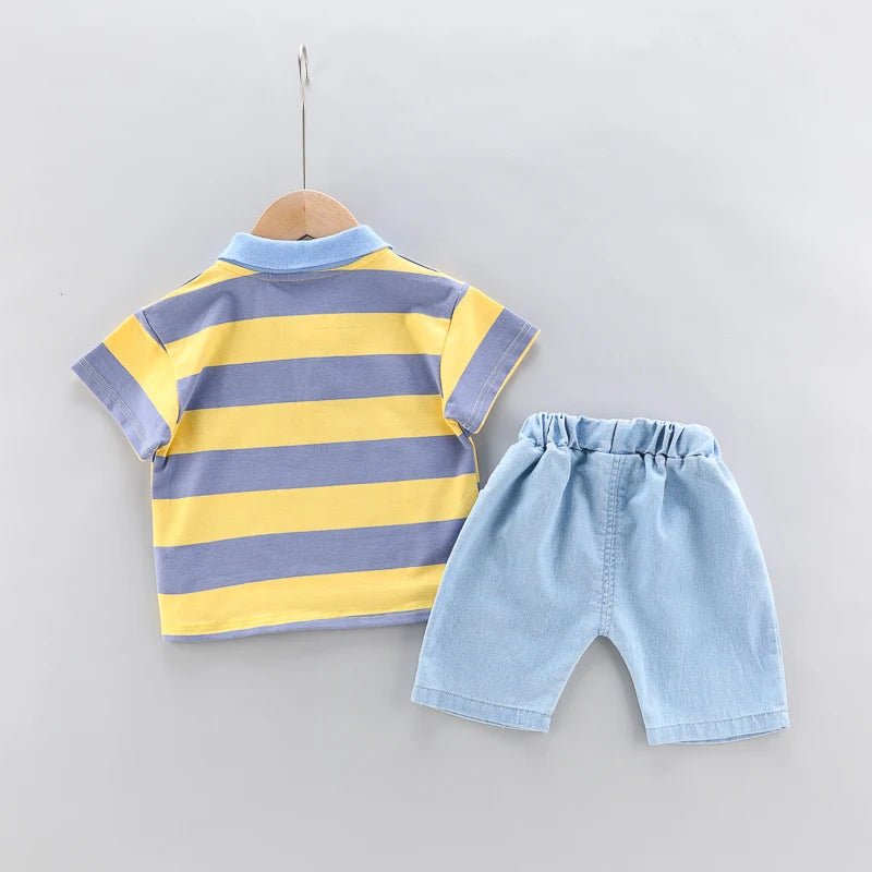 Conjunto Polo y Shorts de Mezclilla para Niño - Elegante Set Verano 2 Piezas - Huellitas de Vida