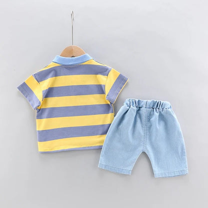 Conjunto Polo y Shorts de Mezclilla para Niño - Elegante Set Verano 2 Piezas - Huellitas de Vida