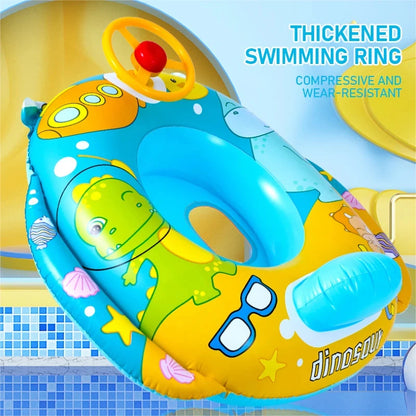 Flotador Bebé Piscina con Sombrilla - Asiento Hinchable Seguridad Natación Juguete Acuático - Huellitas de Vida