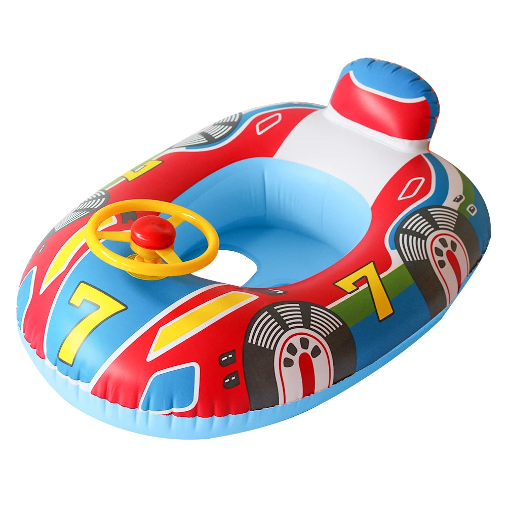 Flotador Bebé Piscina con Sombrilla - Asiento Hinchable Seguridad Natación Juguete Acuático - Huellitas de Vida