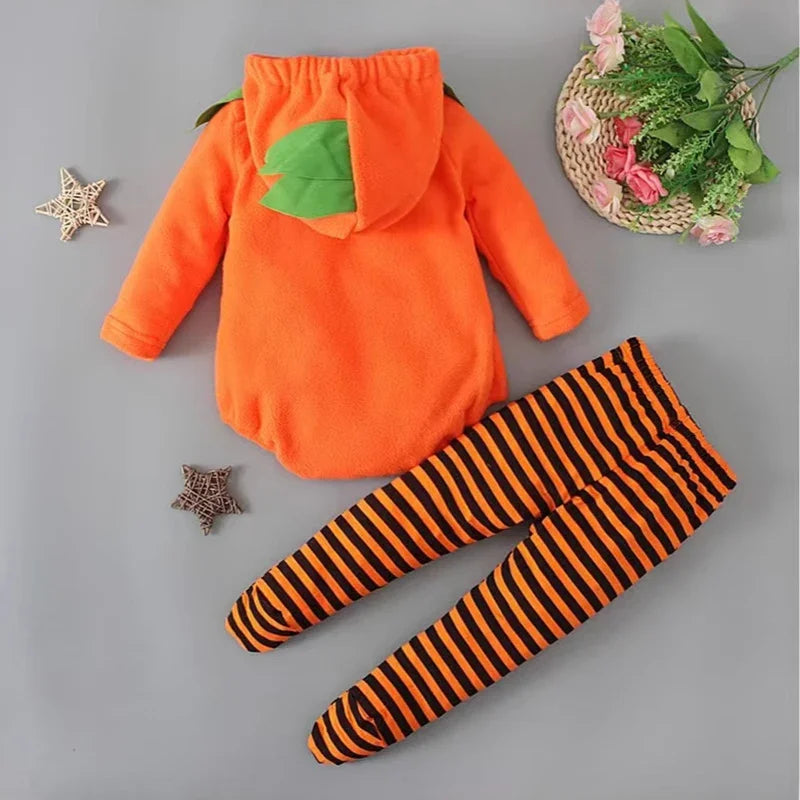 Disfraz Calabaza Bebé Halloween - Conjunto Felpa Capucha 2 Piezas 0-12M - Huellitas de Vida