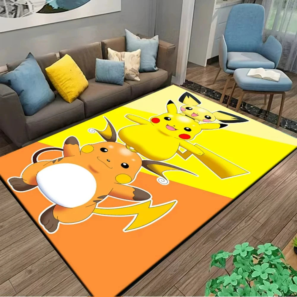 Alfombra Pikachu Pokémon 120x160cm - Tapete Antideslizante Habitación Niños Sala Juegos Anime - Huellitas de Vida