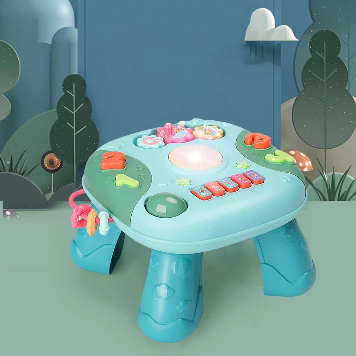 Mesa Actividades Musical Bebé - Centro Juegos Educativo Sonidos Luces Desarrollo Habilidades - Huellitas de Vida