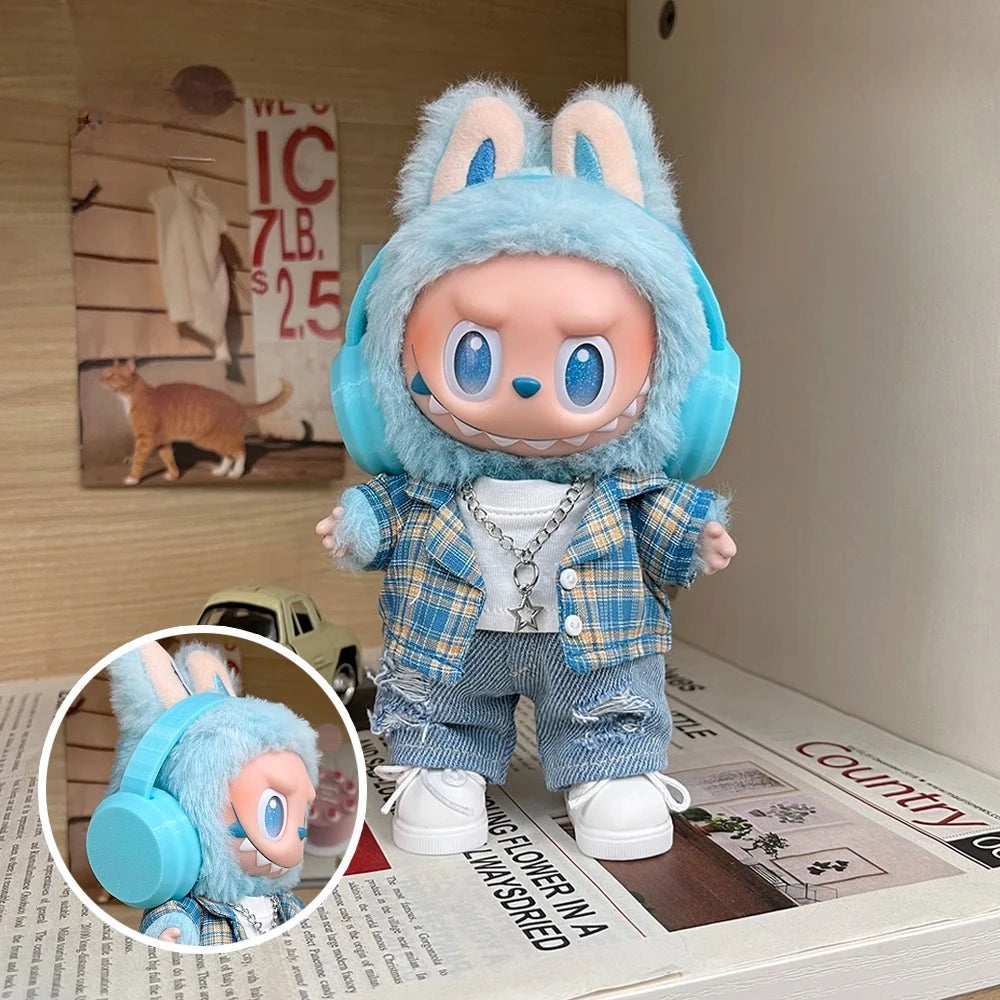 Accesorios Labubu 4pcs Auriculares - Ropa Muñeca Blind Box Colección DIY Outfit Verano - Huellitas de Vida