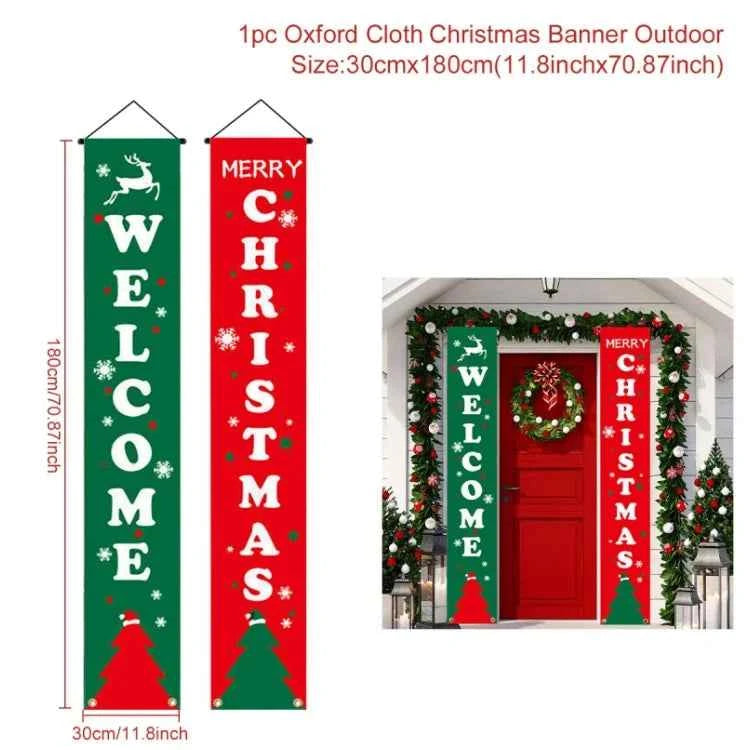 Banner Colgante Puerta Navidad Merry Christmas - Decoración Entrada 2025 Año Nuevo 2026