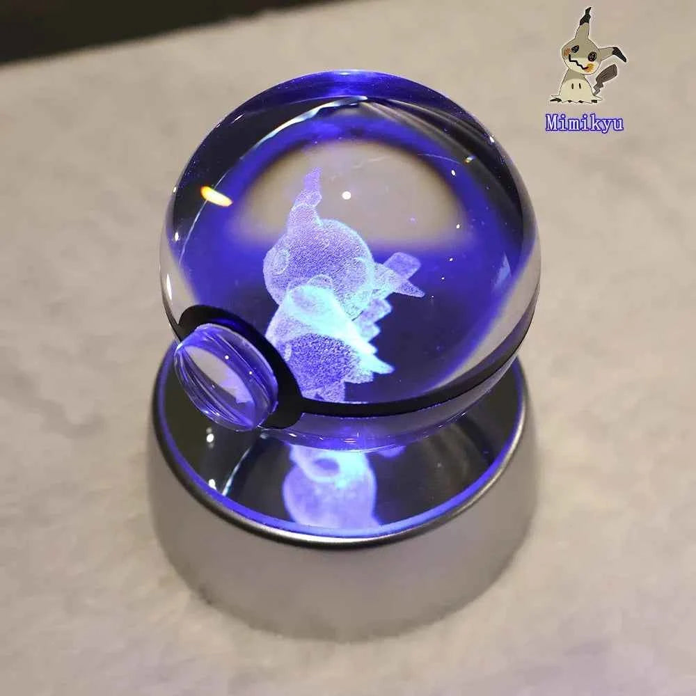 Bola Cristal 3D Pokémon Umbreon con Lámpara - Figura Cristal Pokeball Regalo Niños