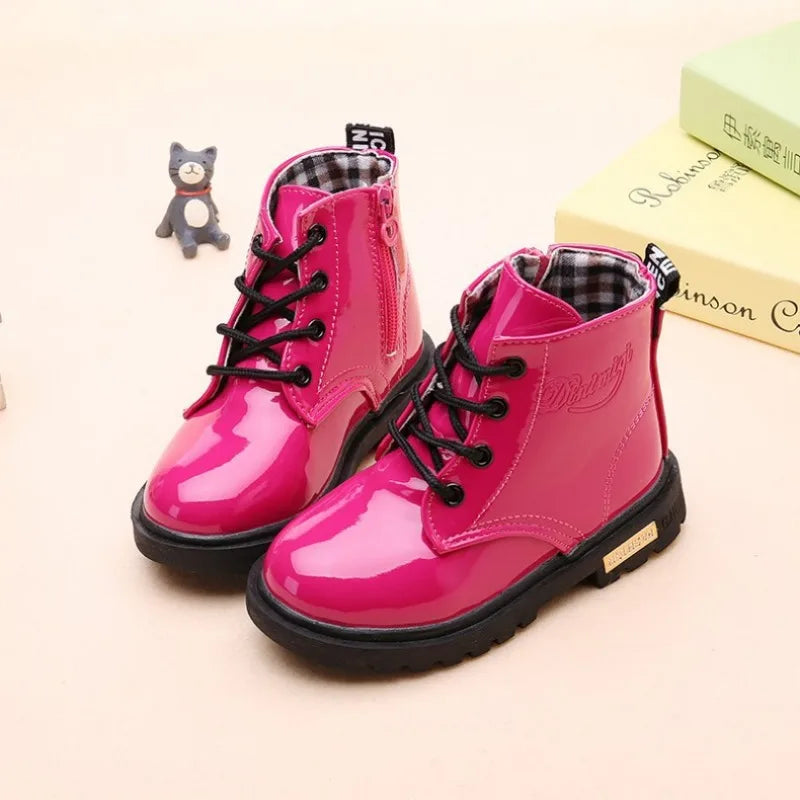 Botas Tobillo Niños Impermeables - Calzado PU Antideslizante Primavera Otoño Azul Moda - Huellitas de Vida