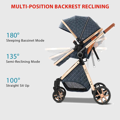 Cochecito Bebé 3 en 1 con Base ISOFIX - Plegado con Una Mano, Sistema de Viaje para Recién Nacidos y Niños