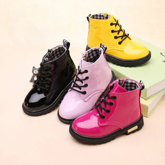 Botas Tobillo Niños Impermeables - Calzado PU Antideslizante Primavera Otoño Azul Moda - Huellitas de Vida