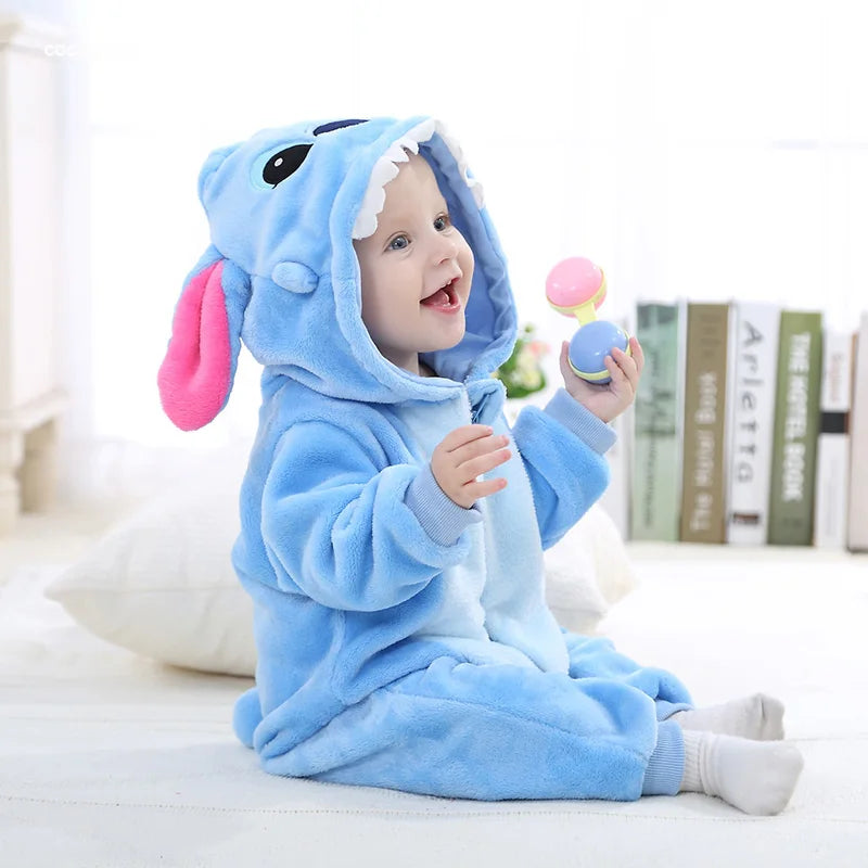 Pelele Anime Bebé Azul Franela - Pijama Recién Nacido Niño Niña Body Cálido Invierno Halloween - Huellitas de Vida