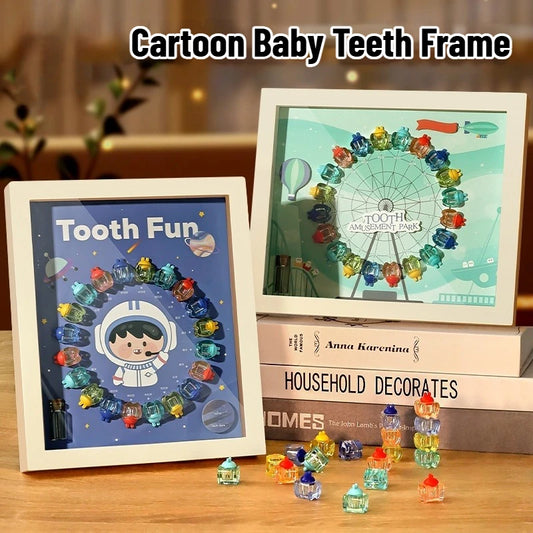 Marco Fotos Caja Dientes Madera Cartoon - Organizador Dientes Leche Astronauta Souvenir Bebé - Huellitas de Vida