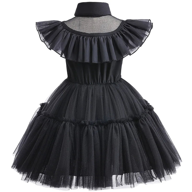 Disfraz Wednesday Niña Halloween - Vestido Negro Encaje Princesa 0-6 Años - Huellitas de Vida