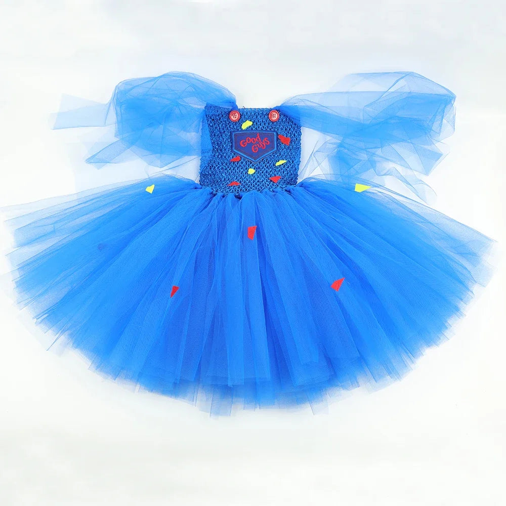 Disfraz Chucky Niña Halloween - Vestido Tutú Muñeca Terror Conjunto Completo - Huellitas de Vida