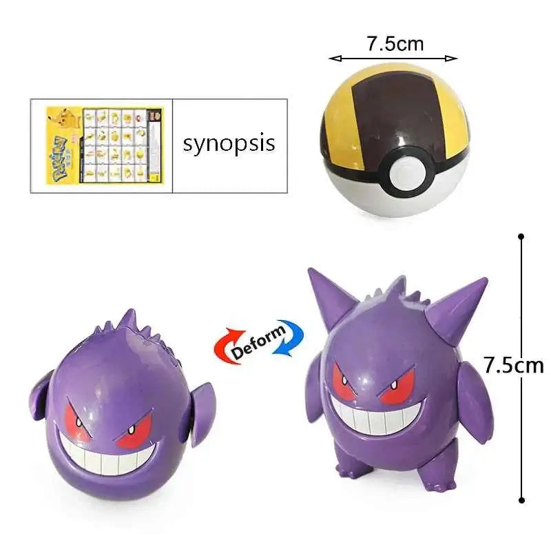 Figura Pokémon Transformable Pokeball - Pikachu Mewtwo Gyarados Deformación Niños