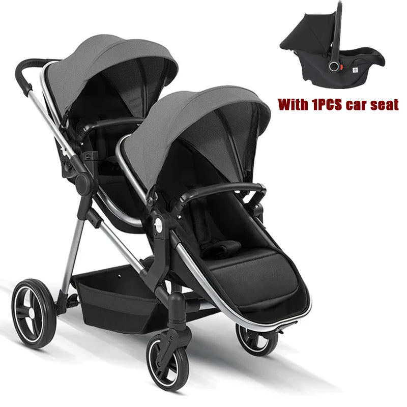 Cochecito Gemelar 3 en 1 Ultra Ligero 2 Sillas Coche - Plegable Multifuncional Gemelos