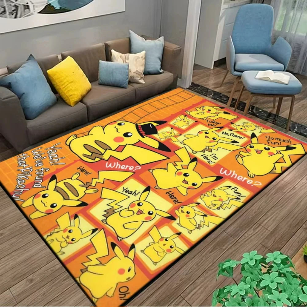 Alfombra Pikachu Pokémon 120x160cm - Tapete Antideslizante Habitación Niños Sala Juegos Anime - Huellitas de Vida