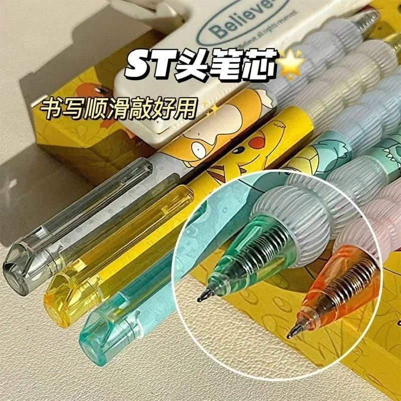 Bolígrafos Gel Pokémon Pikachu 5pcs - Papelería Anime Charmander Squirtle Material Escolar - Huellitas de Vida