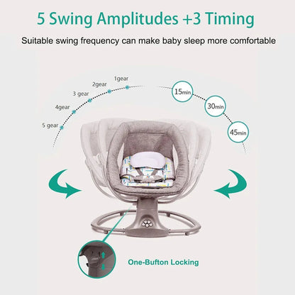 Cuna Eléctrica Bebé Mecedora Bluetooth Mosquitera - Mando Distancia Música Recién Nacidos