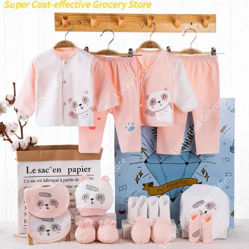 Gift box 18piece/lot Newborn Baby Clothes For Girls Boys Sets 100% Cotton Infant Spring Autumn Soft Boy Clothing New born Hat