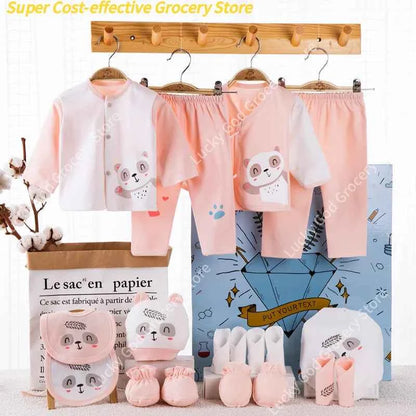 Gift box 18piece/lot Newborn Baby Clothes For Girls Boys Sets 100% Cotton Infant Spring Autumn Soft Boy Clothing New born Hat