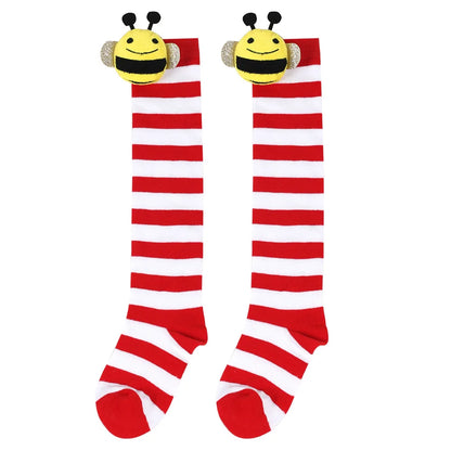 Calcetines Halloween Niña - Medias Altas Rayadas Disfraz Abeja 7-12 Años - Huellitas de Vida