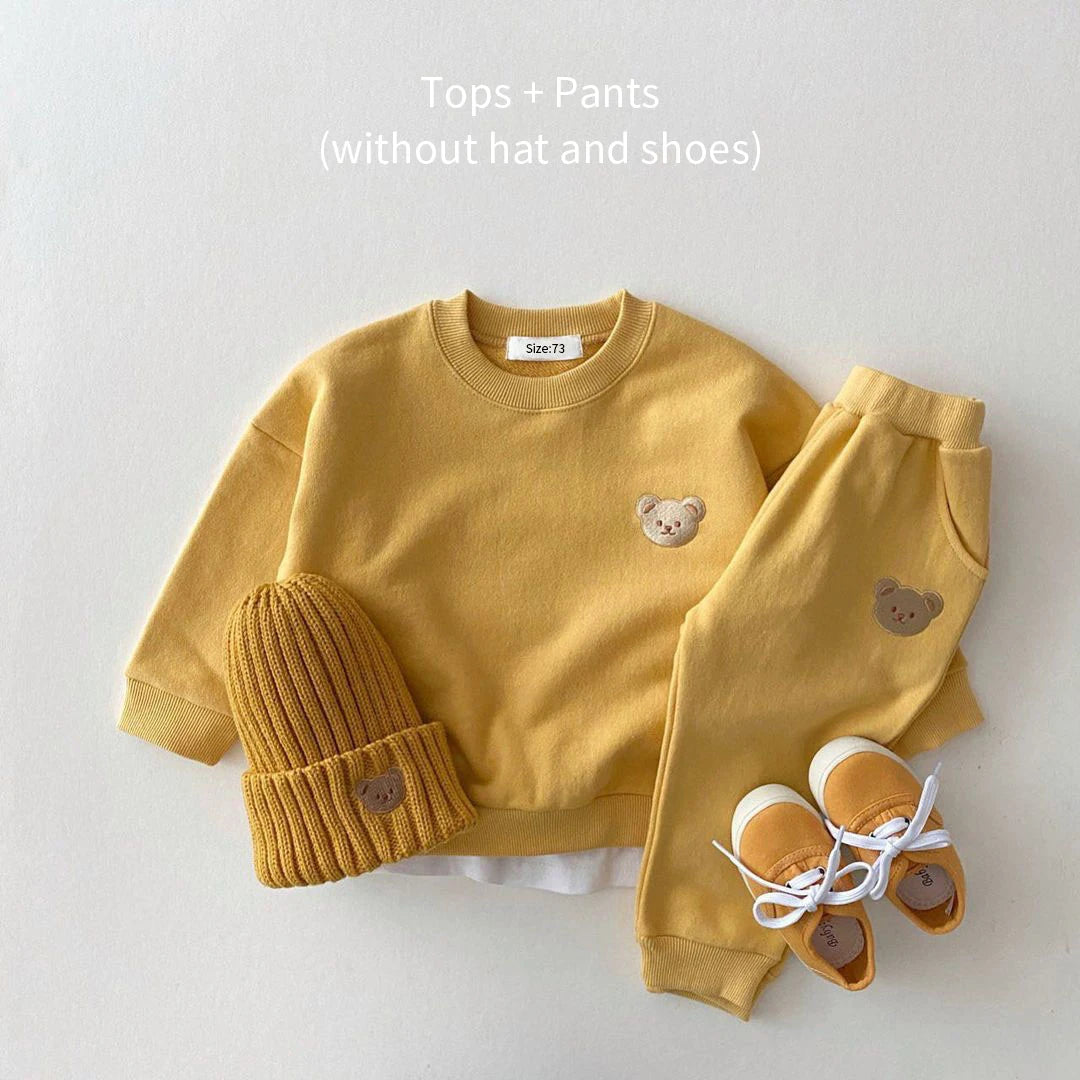 Conjunto Ropa Bebé Niño Niña Otoño - Sudadera Oso Deportivo + Pantalón 2 Piezas - Huellitas de Vida