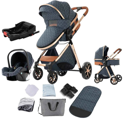 Cochecito Bebé 3 en 1 con Base ISOFIX - Plegado con Una Mano, Sistema de Viaje para Recién Nacidos y Niños
