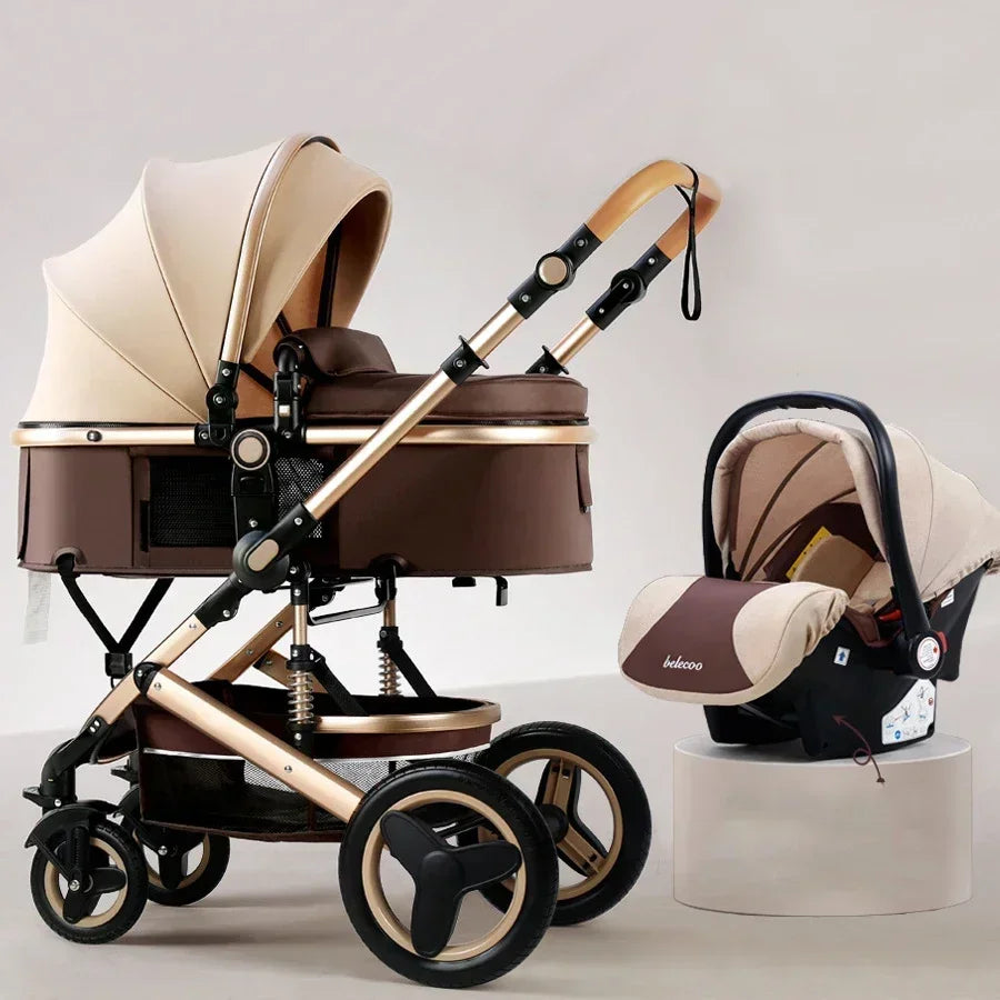 Cochecito Bebé 3 en 1 - Sistema Viaje Multifuncional Recién Nacido Silla Coche Capazo - Huellitas de Vida