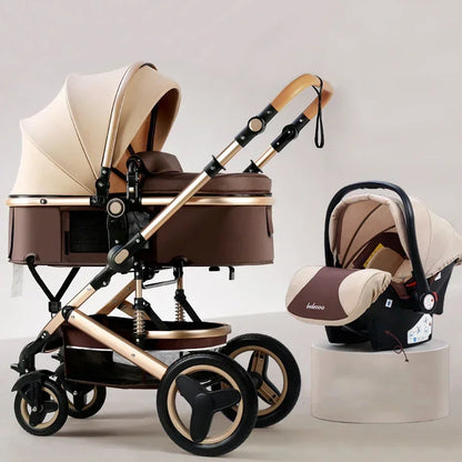 Cochecito Bebé 3 en 1 - Sistema Viaje Multifuncional Recién Nacido Silla Coche Capazo - Huellitas de Vida