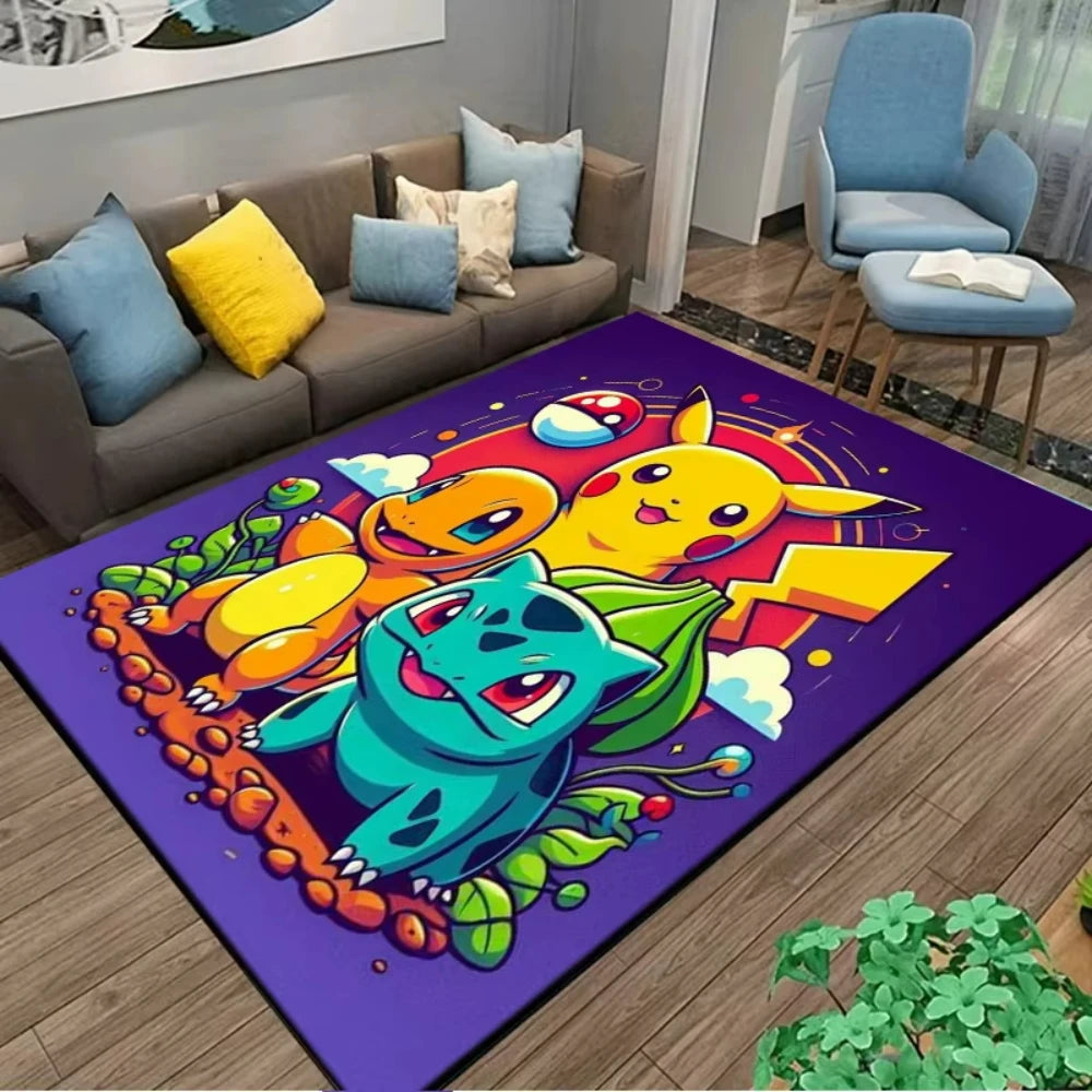 Alfombra Pikachu Pokémon 120x160cm - Tapete Antideslizante Habitación Niños Sala Juegos Anime - Huellitas de Vida