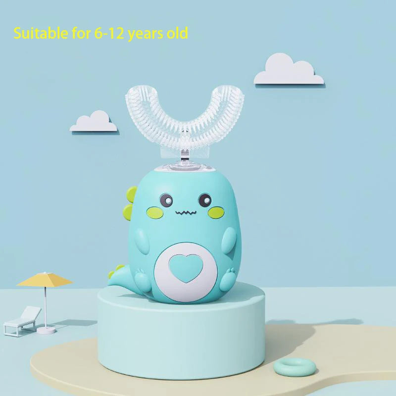 Cepillo Eléctrico Forma U Niños 360° - Cepillo Dientes Automático Recargable Silicona Rosa - Huellitas de Vida
