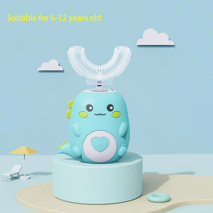 Cepillo Eléctrico Forma U Niños 360° - Cepillo Dientes Automático Recargable Silicona Rosa - Huellitas de Vida