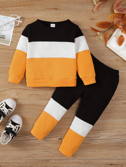 Conjunto Deportivo Niños Bloques Color - Sudadera y Pantalón Primavera Otoño