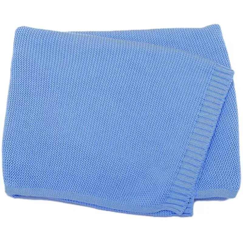 Manta Personalizada Algodón Tejido Bebé - Manta Bordada Nombre Recién Nacido Cochecito Azul Marino - Huellitas de Vida