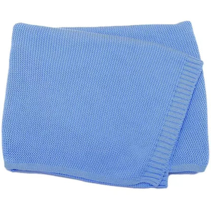Manta Personalizada Algodón Tejido Bebé - Manta Bordada Nombre Recién Nacido Cochecito Azul Marino - Huellitas de Vida