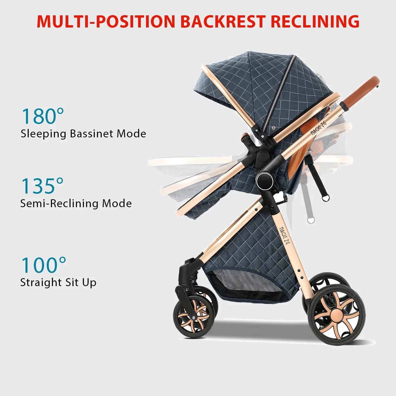 3-in-1 High Landscape Baby Stroller Travel System Bassinet Car Seat Lightweight Frame with One-Hand Folding Feature Baby Items