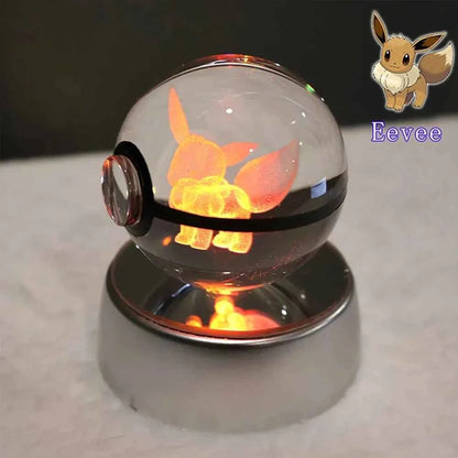 Bola Cristal 3D Pokémon Umbreon con Lámpara - Figura Cristal Pokeball Regalo Niños