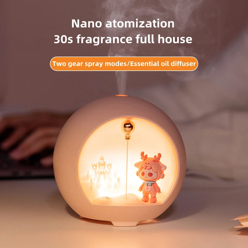 Humidificador Lámpara Romántica Dibujos Animados - Difusor Aromas USB Niños