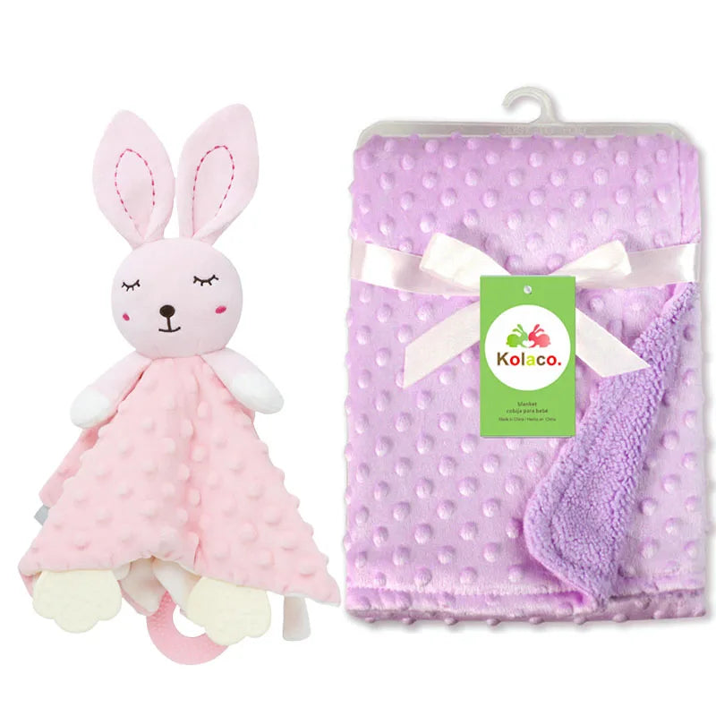 Set Manta Personalizada Muñeco Seguridad Bebé - Manta Nombre Animal Cochecito Regalo 2 Piezas - Huellitas de Vida