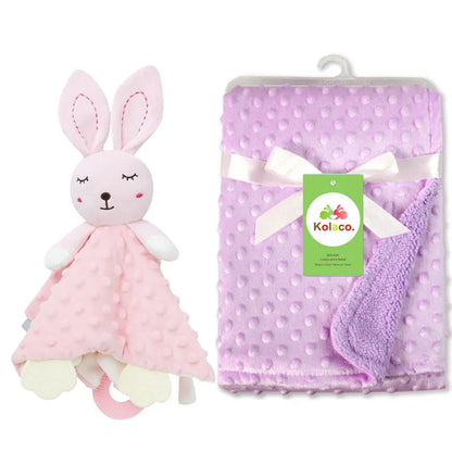 Set Manta Personalizada Muñeco Seguridad Bebé - Manta Nombre Animal Cochecito Regalo 2 Piezas - Huellitas de Vida