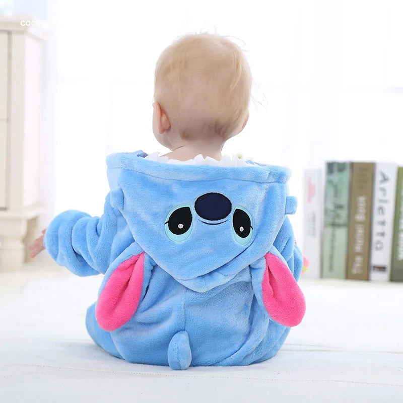 Pelele Anime Bebé Azul Franela - Pijama Recién Nacido Niño Niña Body Cálido Invierno Halloween - Huellitas de Vida