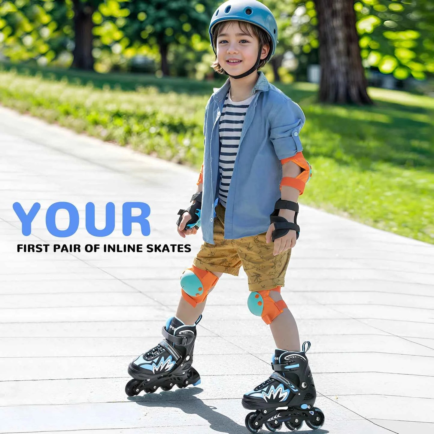 Roller Blades Kids Adjustable Roller Skates with Light-Up Wheels Secure Triple Closure System for Girls Boys Toddler Smooth