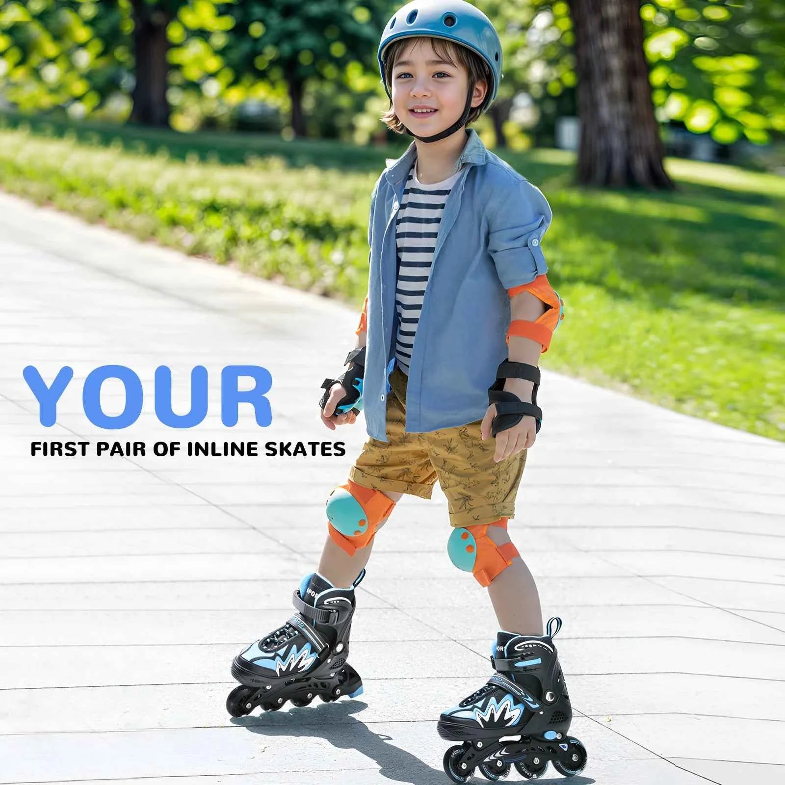 Roller Blades Kids Adjustable Roller Skates with Light-Up Wheels Secure Triple Closure System for Girls Boys Toddler Smooth