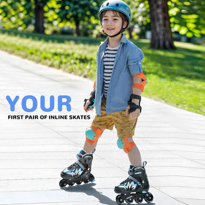 Roller Blades Kids Adjustable Roller Skates with Light-Up Wheels Secure Triple Closure System for Girls Boys Toddler Smooth