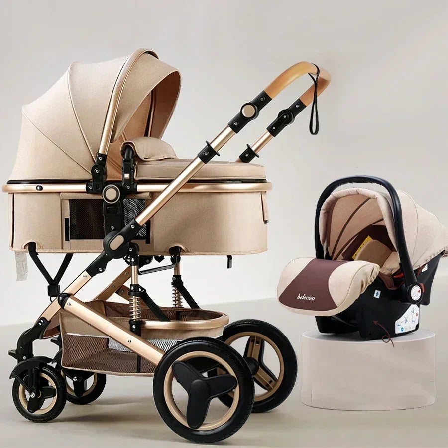 Cochecito Bebé 3 en 1 - Sistema Viaje Multifuncional Recién Nacido Silla Coche Capazo - Huellitas de Vida