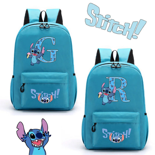 Mochila Disney Stitch para Niños - Letras A-Z Escolar Ligera y Adorable - Huellitas de Vida