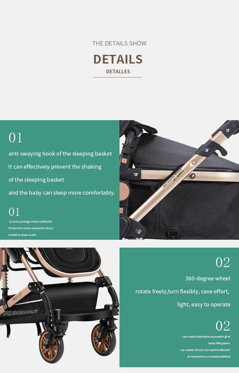 Cochecito Bebé 3 en 1 Recién Nacidos Ligero Plegable - Capazo Silla Coche Viaje